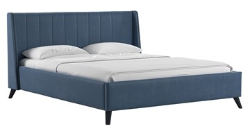 Двуспальная кровать с механизмом Мелисса 160,арт. Тори 83 велюр (серо-синий) + кроватное дно в Москве - предосмотр