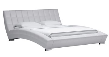 Спальная кровать Оливия 160 арт. Марика 483 к/з (белый) с основанием в Москве - предосмотр