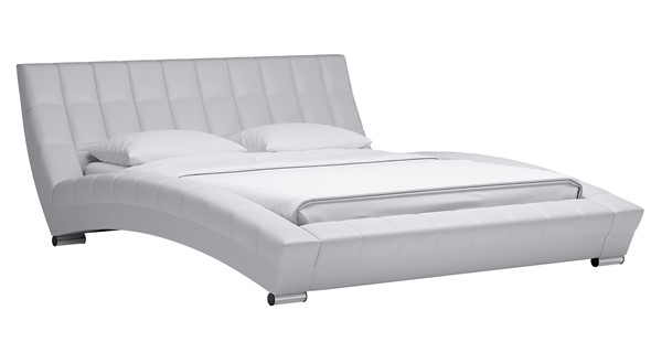Спальная кровать Оливия 160 арт. Марика 483 к/з (белый) с основанием в Москве - изображение