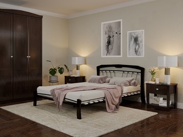 Кровать 2-х спальная Муза 4 Лайт, 1600, черный/шоколад в Одинцово