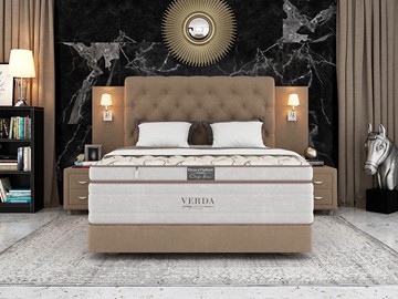 Спальная кровать Alliance/Podium M 160х200, Флок (Велсофт Какао) в Серпухове