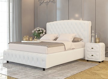 Кровать двуспальная Salvatore Grand 200x200, Экокожа (Белый) в Подольске