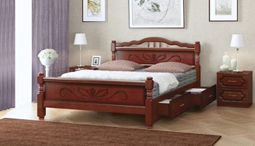 Кровать с выкатными ящиками Карина-5 (Орех) 140х200 в Подольске