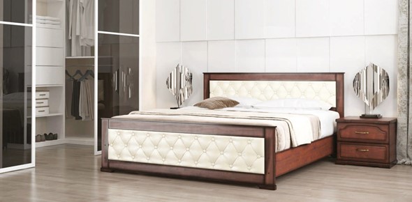 Кровать 2-х спальная Стиль 2, 160х200, кожзам, с основанием в Москве - изображение