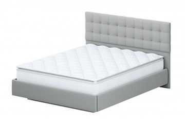 Кровать 2-спальная №2 (универсальная 1,6х2,0) серия №2, белый/серый ткань/квадро серый ткань в Москве
