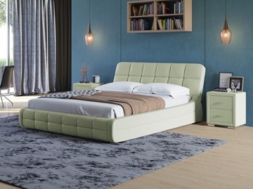 Кровать двуспальная Corso-6 200х200, Экокожа (Зеленое яблоко) в Москве