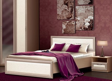 Кровать спальная Камелия, 1600, шимо светлый/белый кожзам в Одинцово