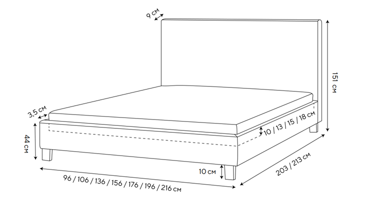 Кровать двуспальная Rhomby 160х200, Рогожка (Тетра Бежевый) в Одинцово - изображение 1