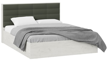 Кровать 2-х спальная Агата тип 1 (Дуб крафт белый, Велюр Серый) в Одинцово
