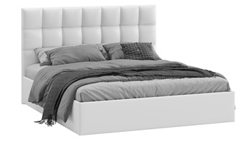 Кровать двуспальная с подъемным механизмом Эмбер (Экокожа белая) в Подольске