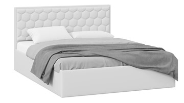 Двуспальная кровать с подъемным механизмом Порто (Экокожа белая Polo) без заглушины в Подольске