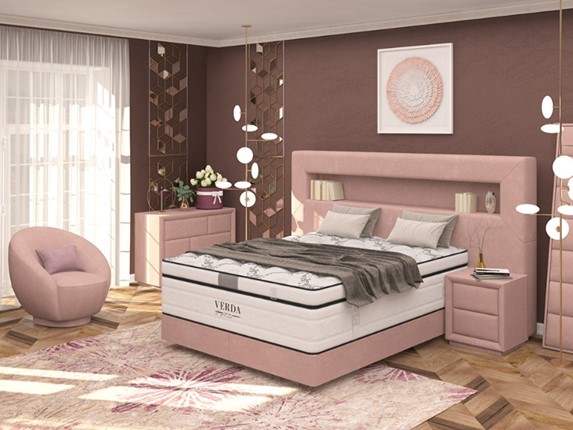Кровать Smart/Podium M 160х200, Флок (Велсофт Винтажный розовый) в Москве - изображение
