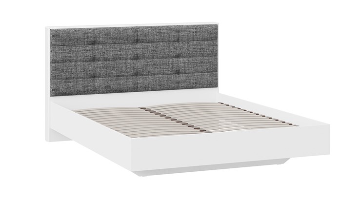 Кровать в спальню Тесса (Белый Жемчуг/Рогожка серая) в Подольске - изображение 1