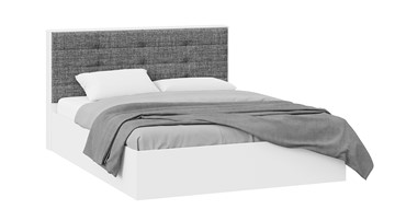 Двуспальная кровать с подъемным механизмом Тесса (Белый Жемчуг/Рогожка серая) в Серпухове