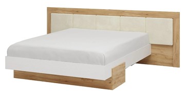 Кровать 2-х спальная Тоскана 1600 с декором (Дуб крафт золотой/Белый поры глубокие) с основанием в Одинцово