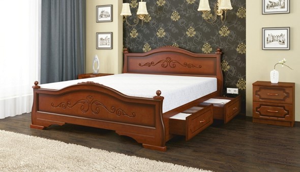Кровать с выкатными ящиками Карина-1 (Орех) 160х200 в Одинцово - изображение