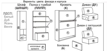 Кровать-трансформер Smart (ШЛ+К 1400), шкаф левый в Москве - предосмотр 2