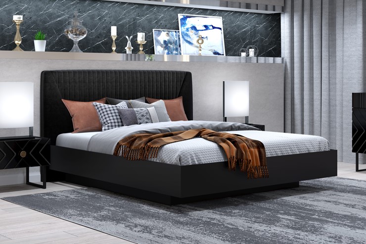 Кровать с механизмом 2х-спальная Марсель-11 (Черный, ткань Fenix black) 1800 в Серпухове - изображение 2