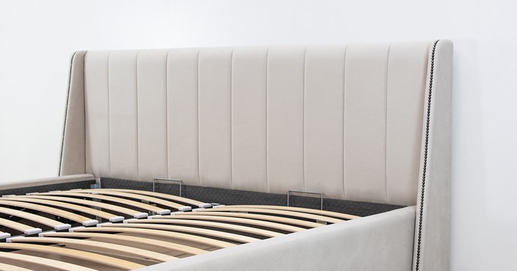 Кровать с механизмом двуспальная Мелисса 160,арт. Тори 56 велюр (светло-бежевый) + кроватное дно в Москве - изображение 9