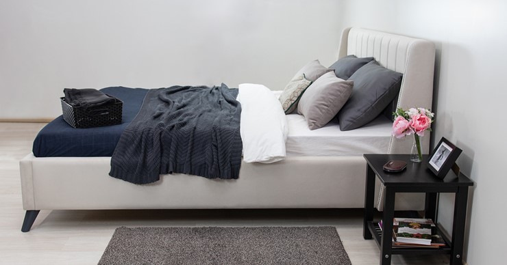 Двуспальная кровать с механизмом Мелисса 180,арт. Тори 56 велюр (светло-бежевый) + кроватное дно в Москве - изображение 5