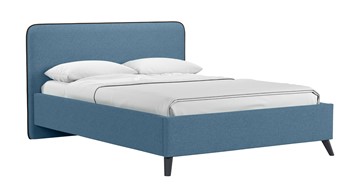Кровать с механизмом 1.5-спальная Миа, 140 Bravo blue (светло-синий) / кант Лайт 10 Велюр (коричневый) + кроватное дно в Москве