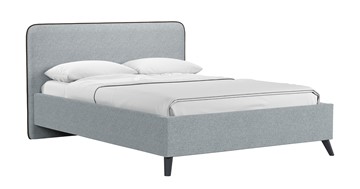 Кровать с механизмом 1.5-спальная Миа, 140 Bravo grey (серый) / кант Лайт 10 Велюр (коричневый) + кроватное дно в Москве