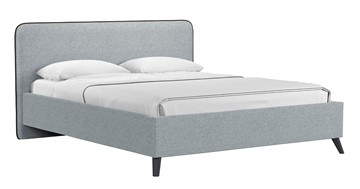 Кровать с механизмом 2-спальная Миа, 160 Bravo grey (серый) / кант Лайт 10 Велюр (коричневый) + кроватное дно в Москве