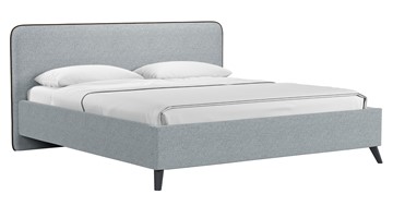 Кровать с механизмом двуспальная Миа, 180 Bravo grey (серый) / кант Лайт 10 Велюр (коричневый) + кроватное дно в Москве