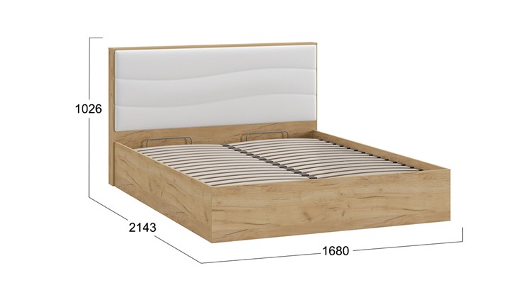 Кровать с механизмом двуспальная Миранда тип 1 (Дуб крафт золотой/Белый глянец) в Одинцово - изображение 1