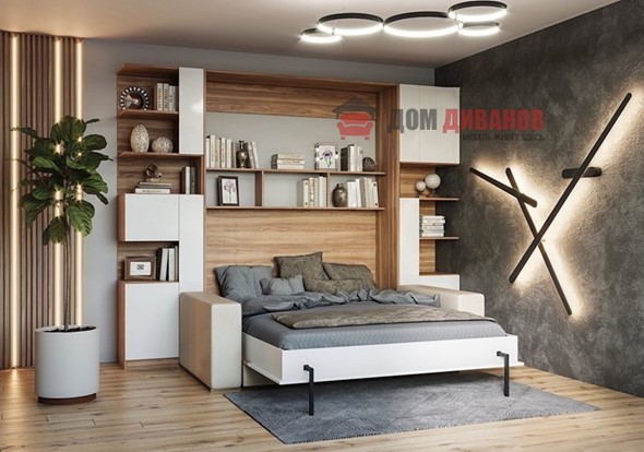 Кровать-шкаф с диваном Дина, 1400х2000 в Серпухове - изображение