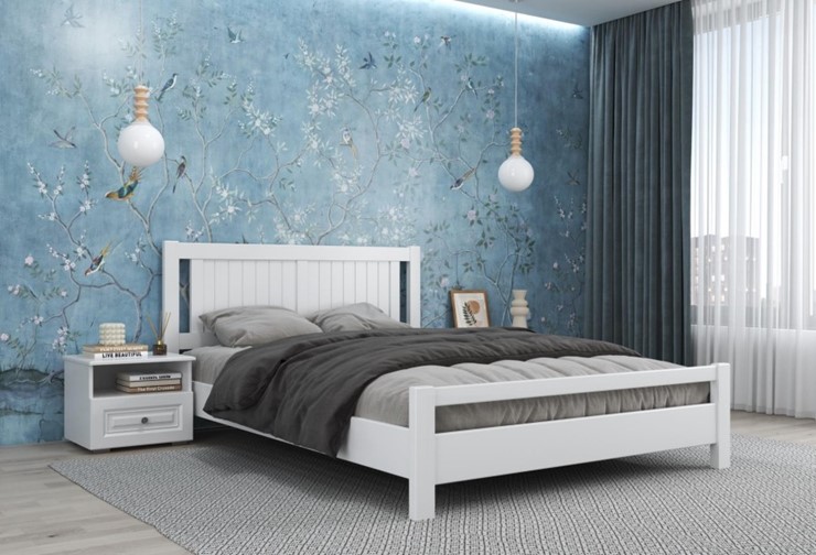 Кровать в спальню Ванесса из массива сосны (Белый Античный) 160х200 в Москве - изображение 1