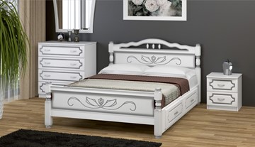 Кровать с выкатными ящиками Карина-5 (Белый Жемчуг) 160х200 в Серпухове