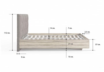 Кровать с подъемным механизмом Victoria (ясень анкор) 140х200 в Одинцово - предосмотр 1