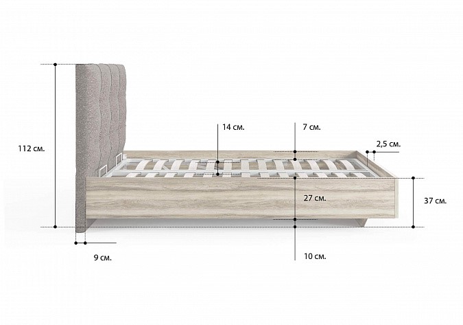 Кровать с подъемным механизмом Victoria (ясень анкор) 140х200 в Химках - изображение 1