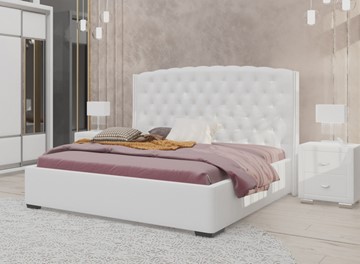 Кровать в спальню Dario Slim 160x200, Экокожа (Белый) в Подольске