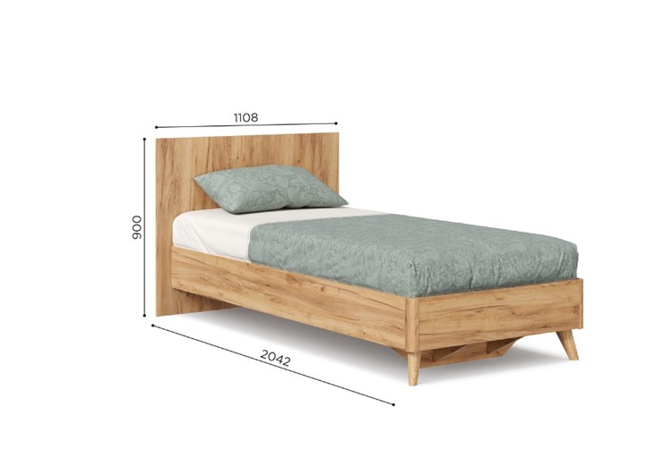 Односпальная кровать Марта-2 900 ЛД 406.160 с основанием, Дуб золотой в Подольске - изображение 2