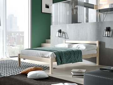 Спальная кровать Рино с опорными брусками 140х200 массив сосны, без покрытия в Одинцово