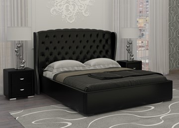 Кровать 2-спальная Dario Grace 140x200, Экокожа (Черный) в Подольске