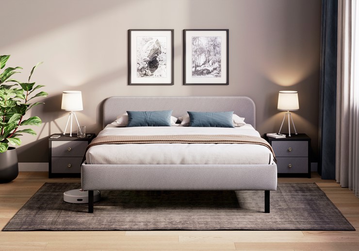 Спальная кровать Hanna 140х200 с основанием (Багама серый) в Химках - изображение 1