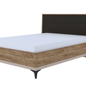 Кровать полутороспальная Кара 10 со стационарным основанием (1400) (Дуб Табачный Craft/Велюр) в Подольске
