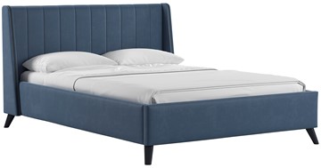 Кровать 1.5-спальная Мелисса 140, арт. Тори 83 велюр (серо-синий) + кроватное дно в Одинцово