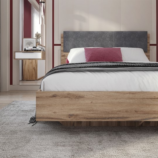 Кровать в спальню Николь (мод.1.5) 1,8 серый текстиль, с ортопедическим основанием в Одинцово - изображение 2