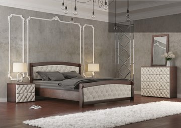 Кровать 2-спальная Магнат 160*200 с основанием, мягкие спинки в Москве