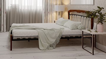Кровать 2-спальная Муза 4 Лайт, 1600, черный/махагон в Одинцово