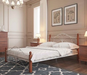 Двуспальная кровать Фортуна 1, 1600, белый/махагон в Одинцово