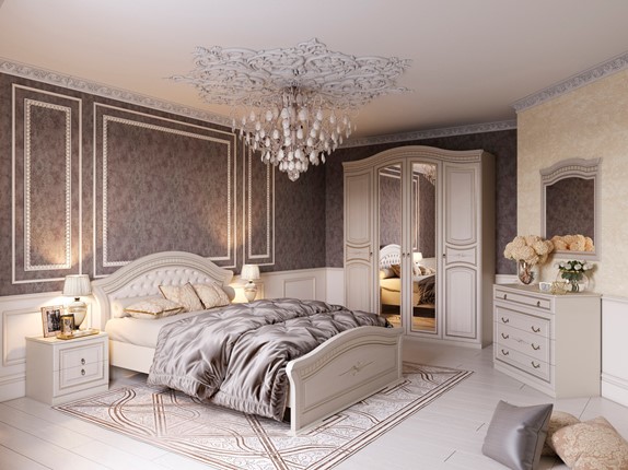 Модульная спальня Николь, Ясень жемчужный/Ваниль в Москве - изображение