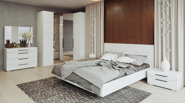 Гарнитур спальный Наоми №4, цвет Белый глянец в Одинцово - изображение