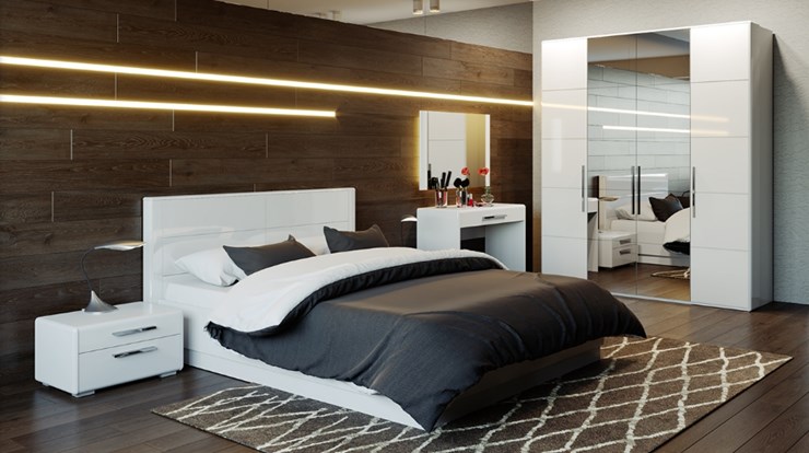 Модульная спальня Наоми №2, цвет Белый глянец в Подольске - изображение