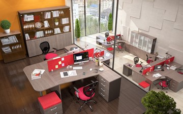 Офисный комплект мебели Xten с большим шкафом для документов для 2 сотрудников в Одинцово - предосмотр 3