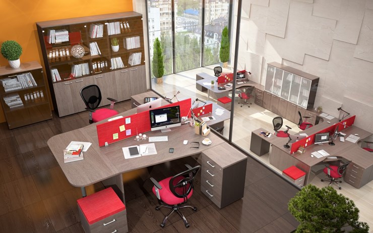 Офисный комплект мебели Xten с большим шкафом для документов для 2 сотрудников в Одинцово - изображение 3